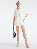 White Acetate Blazer And Shorts Two-Piece Suit GOELIA