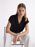 19 Momme Mulberry Silk Twist Waist Women Top GOELIA