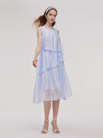 Ruffle Women Tiered Vest Midi Dress With Hairband And Bowknot Choker GOELIA