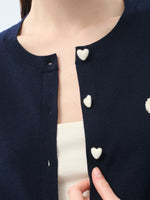 Tencel Wool Blend Heart Print Women Cardigan GOELIA