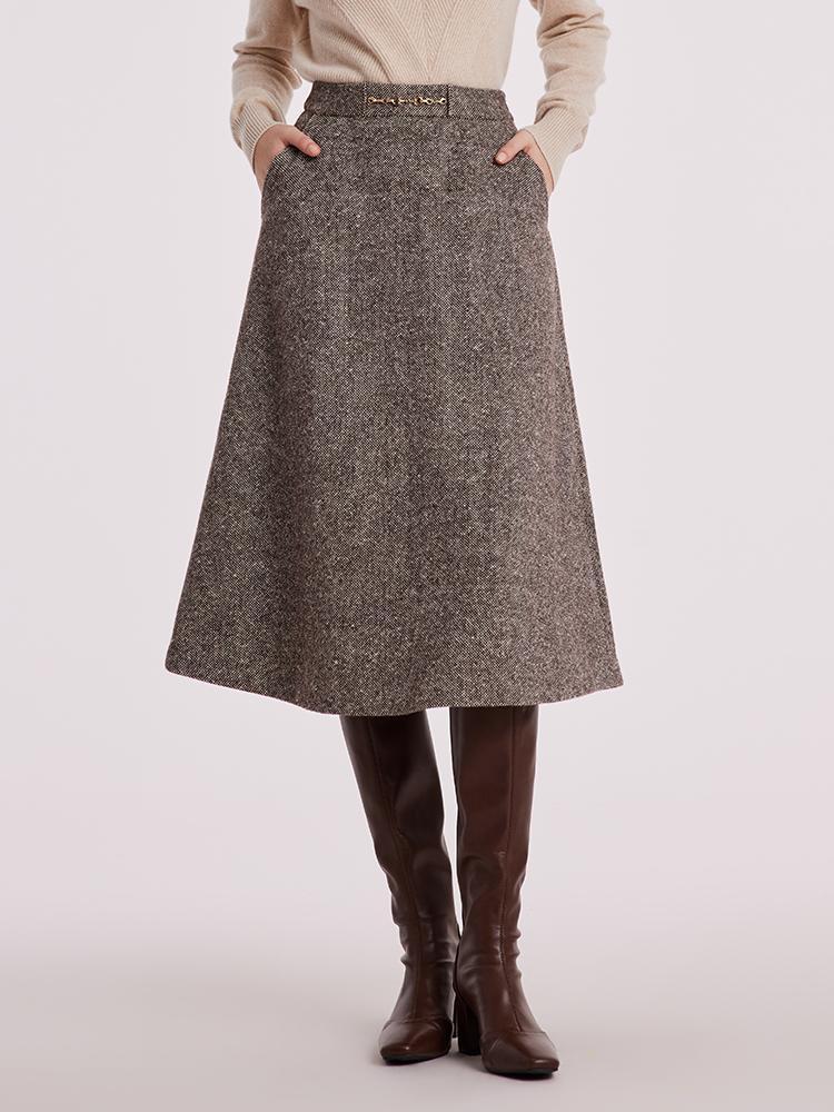 Waisted Washable Woolen Skirt GOELIA