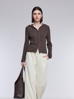 [Preview] 100% Wool Two-Way Zip Women Hooded Cardigan GOELIA
