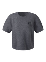 Wool Blend Women Knit Top With Detachable Brooch GOELIA