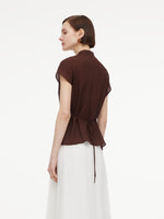 10.5MM Mulberry Silk V-Neck Twist Front Women Blouse GOELIA