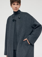 100% Wool Round Neck Women Coat GOELIA