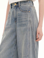 100% Cotton Denim Women Curved-Leg Jeans GOELIA