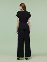 Four-Way Stretch Top And Ankle Length Pants Two-Piece Set With Belt GOELIA