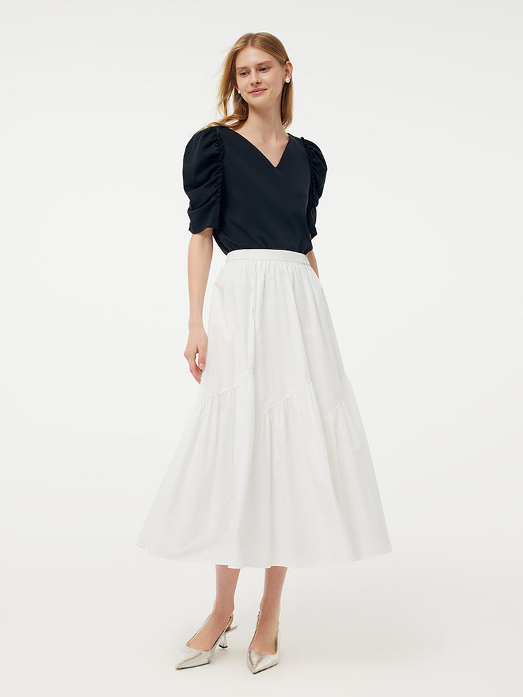 100% Cotton A-Line Elastic Waist Women Skirt GOELIA