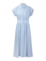 16.5MM Mulberry Silk Polka Dots Jacquard Women Maxi Shirt Dress GOELIA