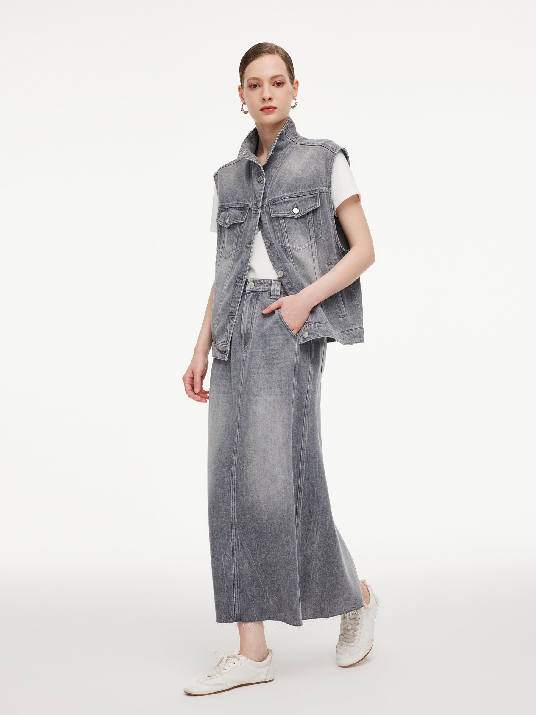 Lyocell Cotton Blend Denim Women Vest GOELIA