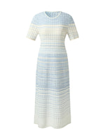 Blue And White Gradient Women Knit Midi Dress GOELIA