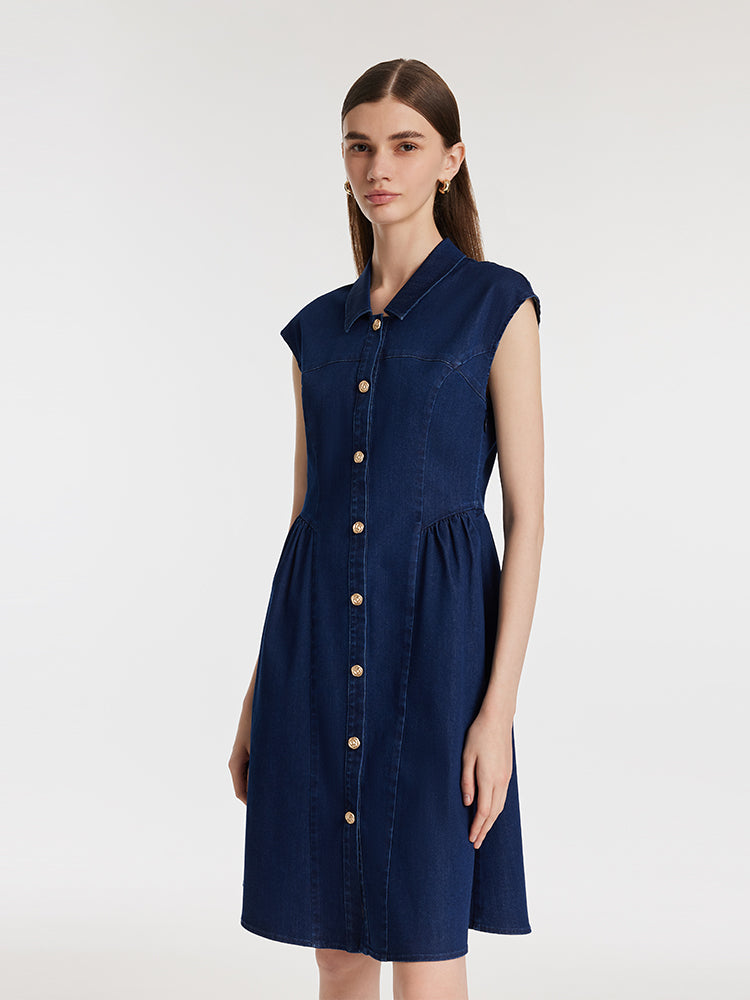 Denim Single-Breasted Women Mini Dress GOELIA
