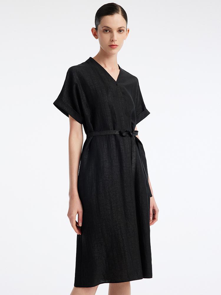 Xiang Yun Silk V-Neck Midi Dress – GOELIA