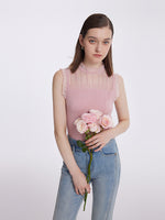 Tencel And Woolen Lace Ruffle Women Tank Top GOELIA