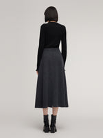 100% Wool A-Line Women Flared Skirt GOELIA