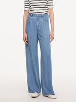 [Preview] 100% Lyocell Denim Women Straight Leg Jeans With Belt GOELIA