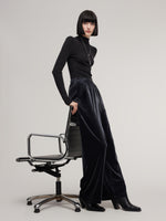 Velvet Straight Wide Leg Women Pants GOELIA