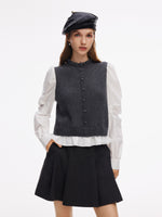 Wool Blend Faux Two-Piece Women Blouse GOELIA