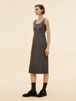 Beaded Sequins Cardigan And Pleated Sleeveless Midi Dress Two-Piece Set GOELIA