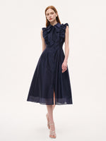Lyocell Blend Ruffle Women Maxi Dress With Ribbon GOELIA