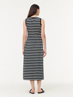 Black And White Stripe Women Knit Vest Maxi Dress GOELIA
