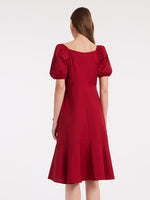 V-Neck Ruffle Cotton Midi Dress GOELIA