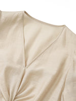 Tencel Acetate Linen Twist Front Women Maxi Dress GOELIA