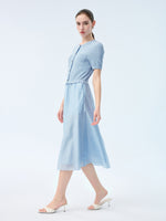 Lyocell Blend Patchwork Women Midi Dress GOELIA