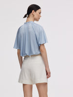 22MM Mulberry Silk Women Ruffle Sleeve Blouse GOELIA