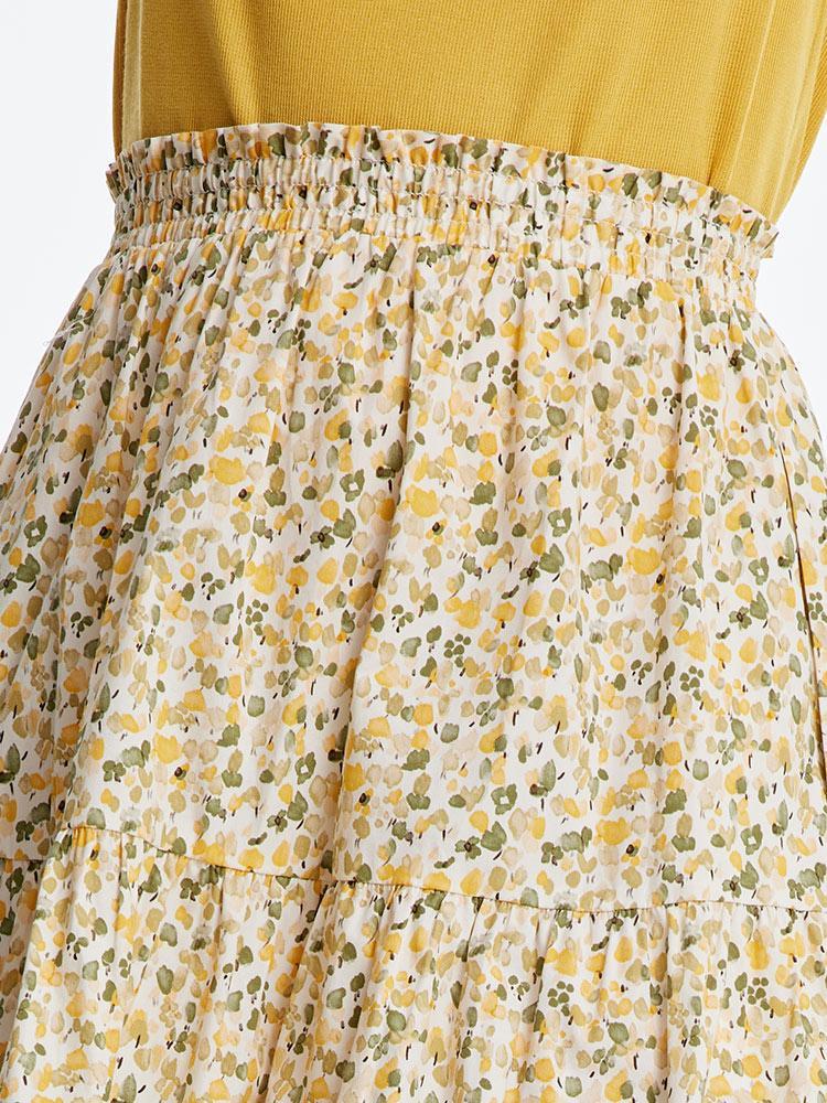 Floral Waistband Cotton Skirt GOELIA