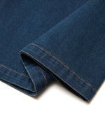 Denim Gathered Waist Women Maxi Dress With Belt GOELIA