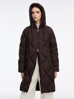 Diamond Quilted Hooded Unisex Long Goose Down Coat GOELIA