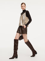 Lace Sequins Camisole And Velvet Knit Top Two-Piece Set GOELIA