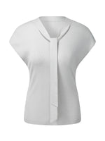 [Preview] Lyocell Wool Blend Tie Front Women Knit Top GOELIA