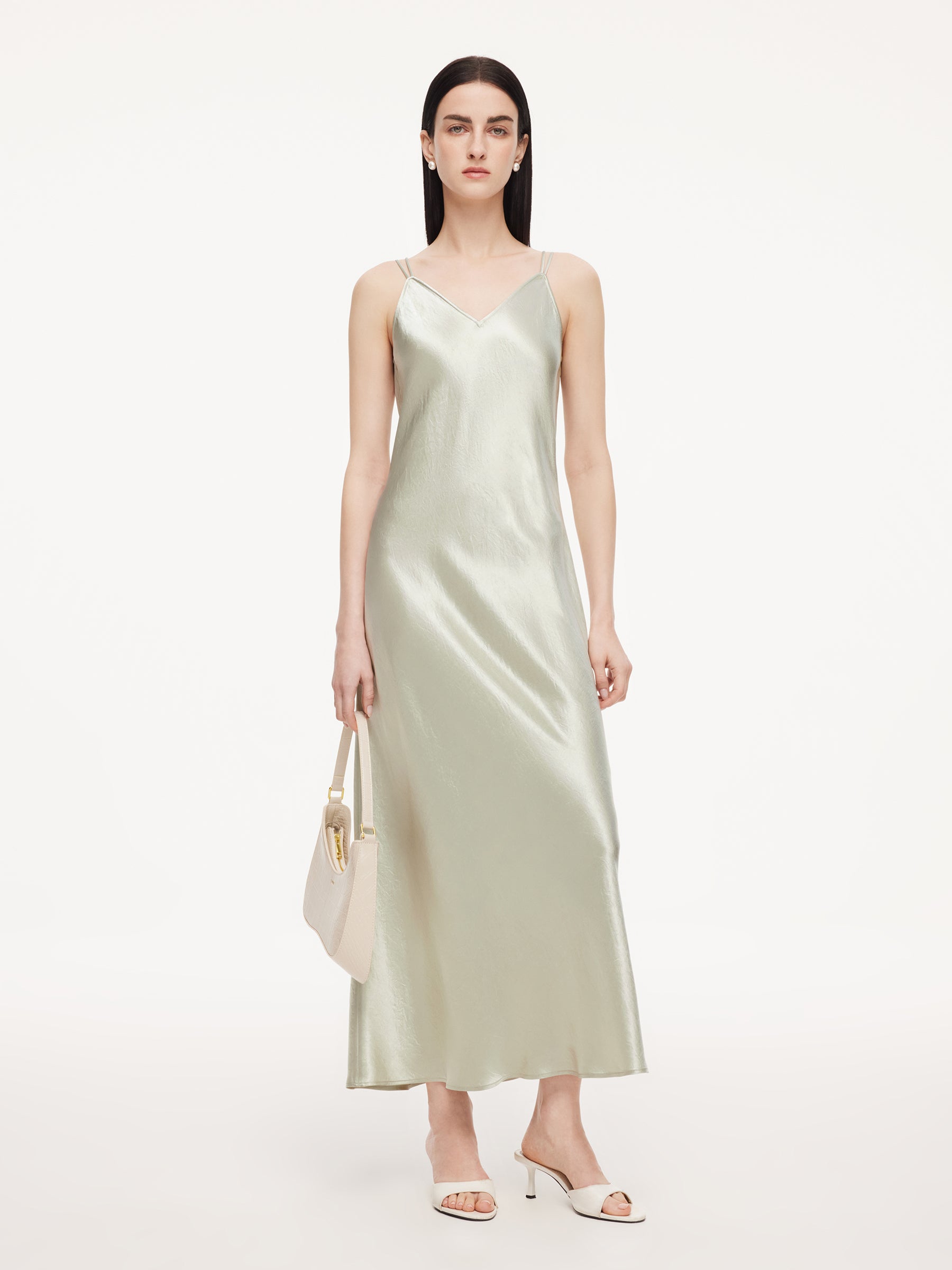 100% Acetate Women Slip Maxi Dress GOELIA