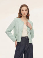Round Neck Single-Breasted Women Textured Cardigan GOELIA