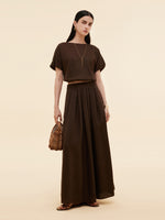 100% Linen Women High-Waisted A-Line Skirt GOELIA