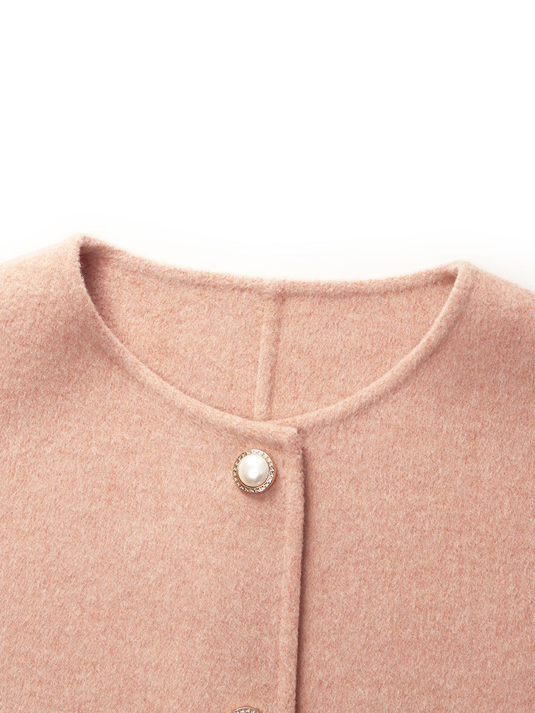 Pure Double-Faced Wool Round Neck Women Jacket GOELIA