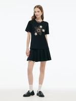 Flower Print Women Knit T-Shirt GOELIA
