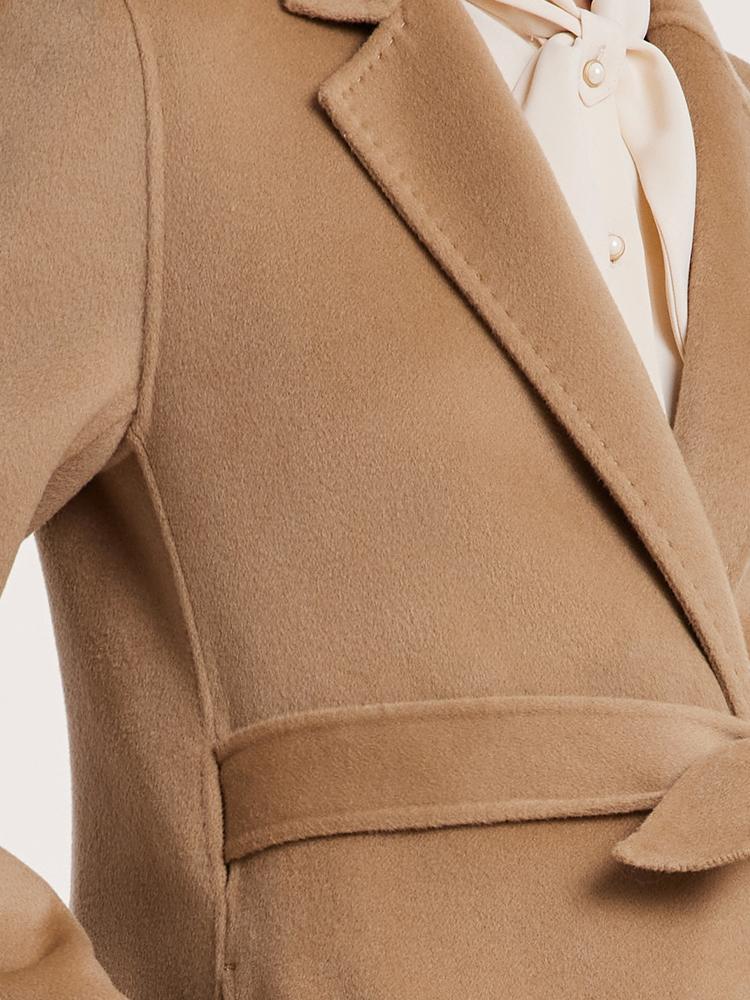 Camel Wool Double-Faced Notched Lapel Women Coat GOELIA