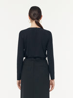 Two-pack (Black & White) Modal V-Neck Long Sleeve Top GOELIA