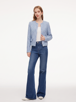 Cotton Wool Blend Women Tweed Cropped Jacket GOELIA