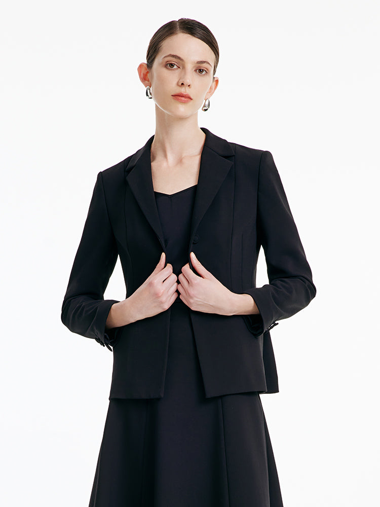 Black Worsted Wool Blazer GOELIA