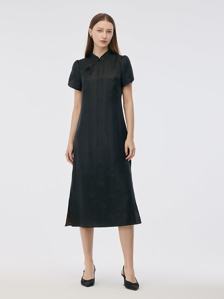 19MM Xiang Yun Silk Women Qipao Midi Dress GOELIA