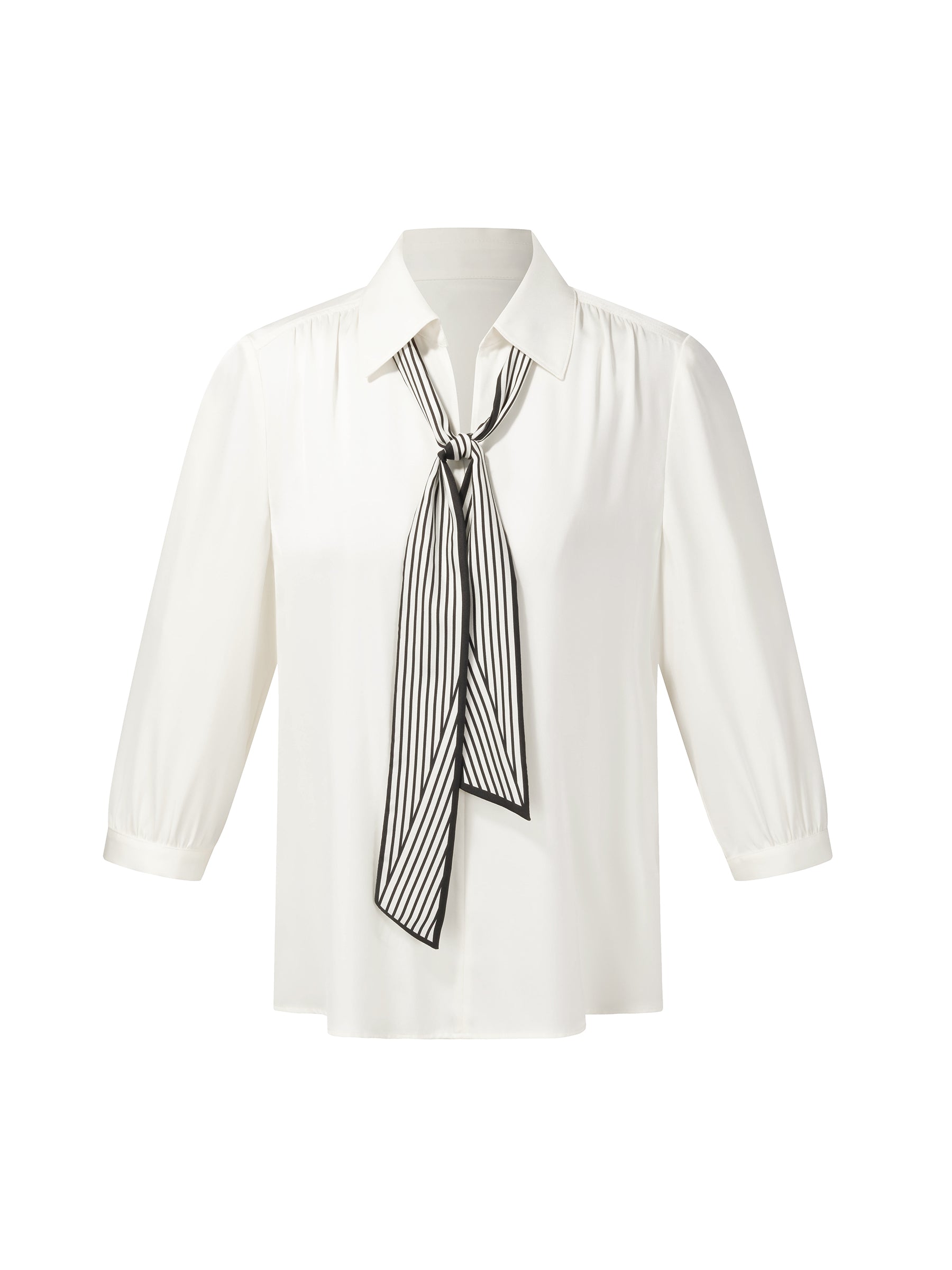 [Preview] 22MM Mulberry Silk Women Blouse With Silk Scarf GOELIA