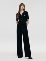 V-Neck Top And Straight Pants Two-Piece Set GOELIA