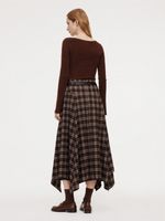 A-Line Plaid Women Skirt With Belt GOELIA