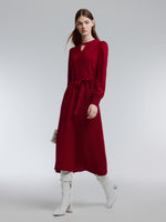 [Preview] Lyocell Wool Blend A-Line Women Belted Maxi Dress GOELIA