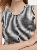 Cotton Blend Black And White Stripe Women Knit Vest GOELIA