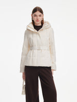 [Preview] Gathered Waist Belted Hooded Goose Down Jacket GOELIA